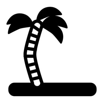Palm tree on the island solid icon. Coconut tree vector illustration isolated on Ilustração Stock