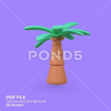 Palm tree isolated 3d render icon illustration PSD Template