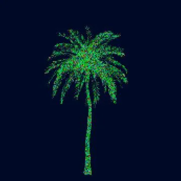 Palm tree. Isolated on dark background. Vector colorful illustration. 스톡 일러스트