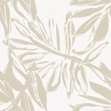 Palm Tree Leaf Abstract Brushstroke seamless pattern design Illustrazione stock