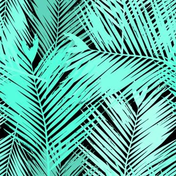 Palm Tree Leaves Seamless Pattern Stock Illustration