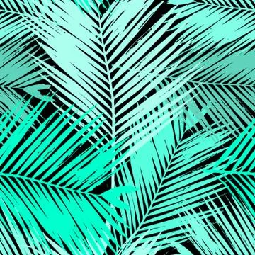 Palm Tree Leaves Seamless Pattern Stock Illustration