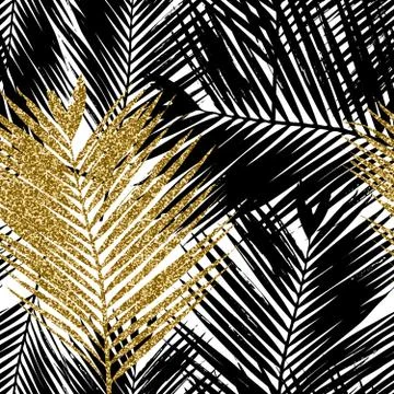 Palm Tree Leaves Seamless Pattern Stock Illustration