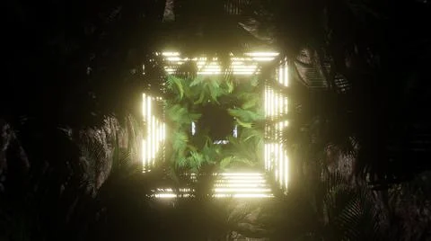 Palm Tree In Light Neon 스톡 일러스트