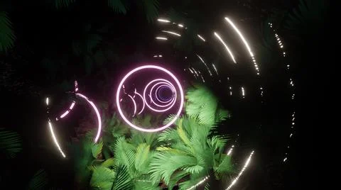 Palm Tree In Light Neon Stock Photos