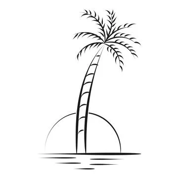 Palm tree line drawing for print Stock Illustration