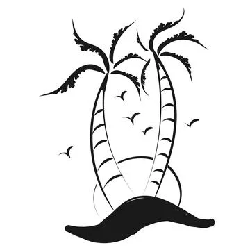 Palm tree line drawing for print Stock Illustration