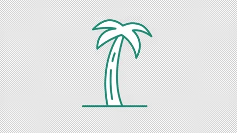 Palm Tree line icon on the Alpha Channel Stock Footage 145698491