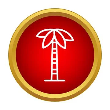 Palm tree line icon in a red circle Stock Illustration