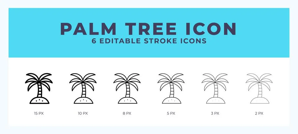 Palm tree line icon. Vector icon symbol. Logo illustration. Editable line ico Stock-Illustration