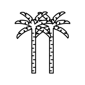 Palm tree linear logo mark in black and white Stock-Illustration