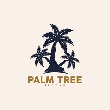 Palm Tree Logo, Beach Vector, Summer Design, Silhouette Symbol Illustration イラスト素材