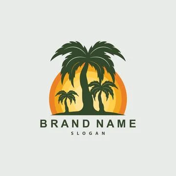 Palm Tree Logo, Beach Vector, Summer Design, Silhouette Symbol Illustration Stock Illustration