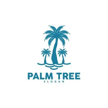 Palm Tree Logo, Beach Vector, Summer Design, Silhouette Symbol Illustration Stock Illustration