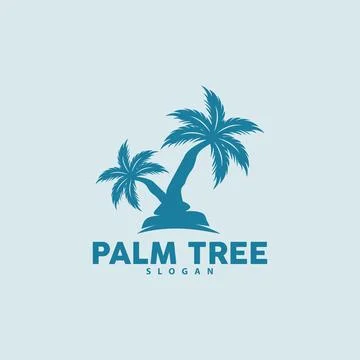 Palm Tree Logo, Beach Vector, Summer Design, Silhouette Symbol Illustration Illustrazione stock