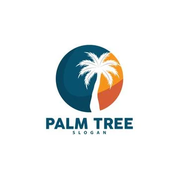 Palm Tree Logo, Beach Vector, Summer Design, Silhouette Symbol Illustration Stock Illustration