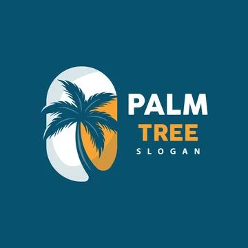 Palm Tree Logo, Beach Vector, Summer Design, Silhouette Symbol Illustration Stock Illustration