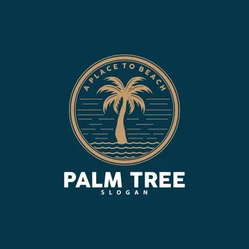 Palm Tree Logo, Beach Vector, Summer Design, Silhouette Symbol Illustration Stock Illustration
