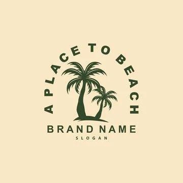 Palm Tree Logo, Beach Vector, Summer Design, Silhouette Symbol Illustration イラスト素材