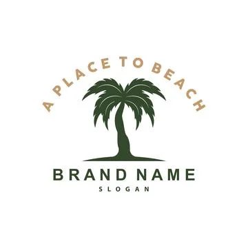 Palm Tree Logo, Beach Vector, Summer Design, Silhouette Symbol Illustration Stock Illustration