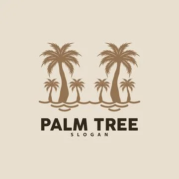 Palm Tree Logo, Beach Vector, Summer Design, Silhouette Symbol Illustration Illustrazione stock