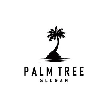 Palm Tree Logo, Beach Vector, Summer Design, Silhouette Symbol Illustration 스톡 일러스트