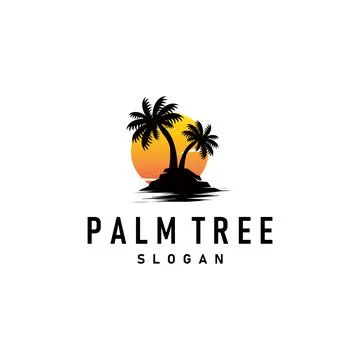Palm Tree Logo, Beach Vector, Summer Design, Silhouette Symbol Illustration Stock Illustration