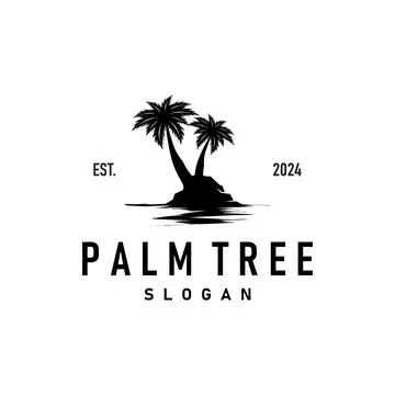 Palm Tree Logo, Beach Vector, Summer Design, Silhouette Symbol Illustration イラスト素材