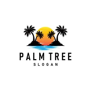 Palm Tree Logo, Beach Vector, Summer Design, Silhouette Symbol Illustration Illustration