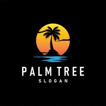Palm Tree Logo, Beach Vector, Summer Design, Silhouette Symbol Illustration Stock Illustration