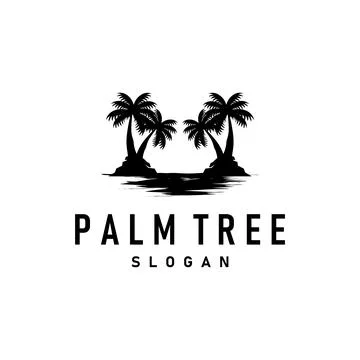 Palm Tree Logo, Beach Vector, Summer Design, Silhouette Symbol Illustration Illustrazione stock