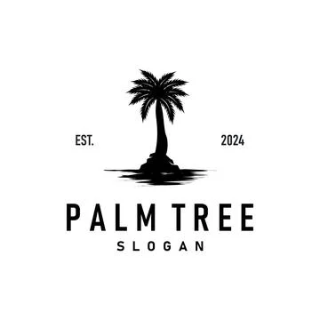 Palm Tree Logo, Beach Vector, Summer Design, Silhouette Symbol Illustration Illustrazione stock