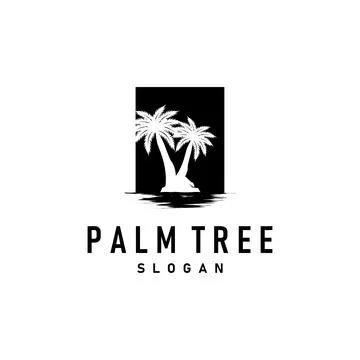Palm Tree Logo, Beach Vector, Summer Design, Silhouette Symbol Illustration Stock Illustration