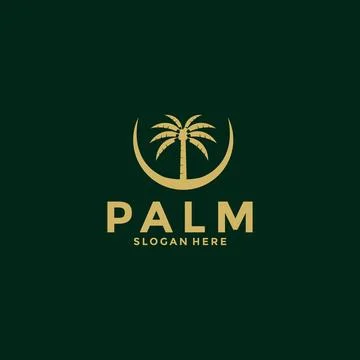 Palm tree logo design vector, Creative Palm leaf logo template Stock Illustration