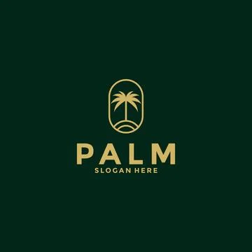 Palm tree logo design vector, Creative Palm leaf logo template Illustrazione stock
