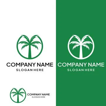 Palm tree logo, palm with waves and sun. Using Illustrator template design .. Stockillustratie