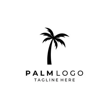 Palm tree logo, palm with waves and sun. Using Illustrator template design .. Stock Illustration