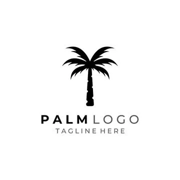 Palm tree logo, palm with waves and sun. Using Illustrator template design .. Illustrazione stock