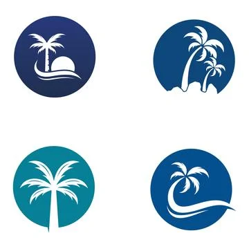 Palm tree logo, palm with waves and sun. Using Illustrator template design .. Stockillustratie