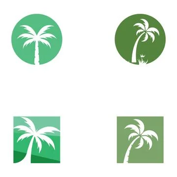 Palm tree logo, palm with waves and sun. Using Illustrator template design .. Stockillustratie