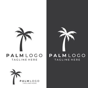 Palm tree logo, palm with waves and sun. Using Illustrator template design .. Stockillustratie