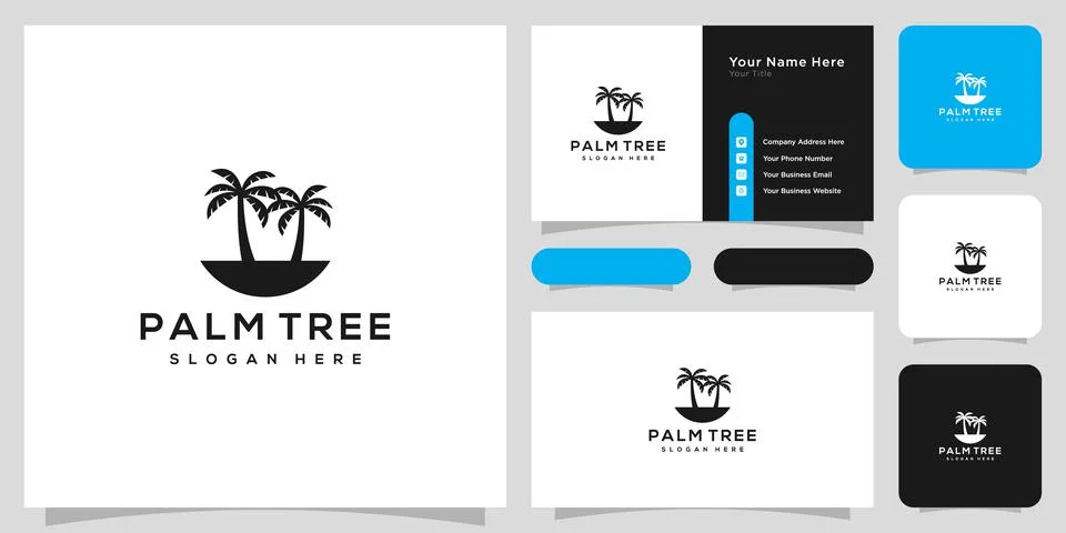 Palm tree logo vector design and business card Stock Illustration