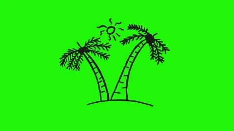 Palm tree looping animation on green background Stock Footage 340269841