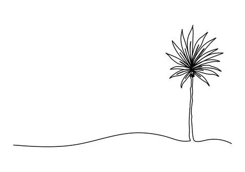 Palm tree. One line drawing vector illustration. Illustrazione stock