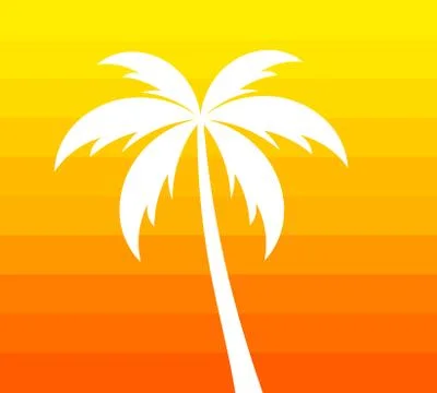 Palm tree on orange background. Hot summer vector illustration. Stock Illustration