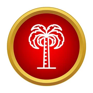 Palm tree outline icon button symbolizing tropical vacation Stock-Illustration