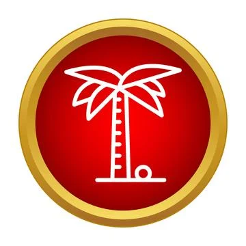 Palm tree outline icon representing tropical vacation travel Stock Illustration