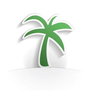 Palm tree paper icon Stock Illustration