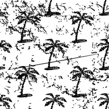 Palm tree pattern, grunge, monochrome 스톡 일러스트
