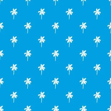 Palm tree pattern seamless blue Stock Illustration
